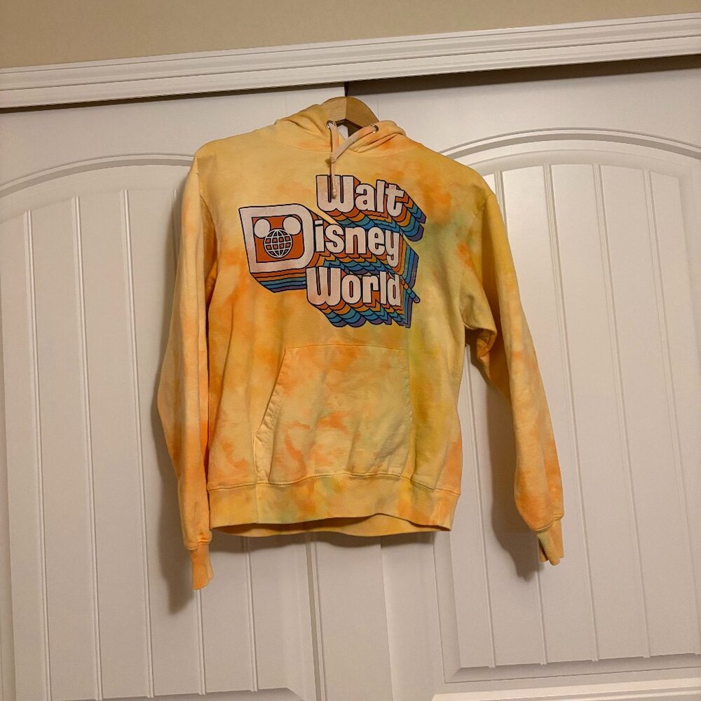 Disney Parks Walt Disney World Hoodie Womens Small Vintage Feel Orange Tie Dye